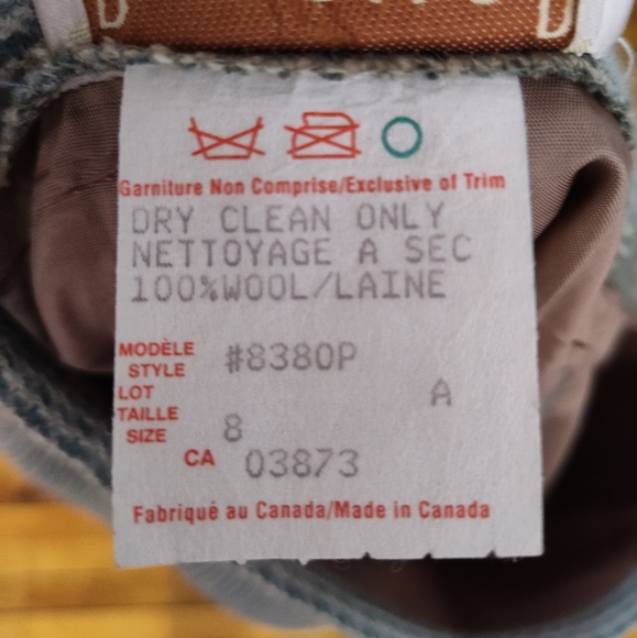 Sage Herringbone Wool Skirt Size 8 by Braemar - Picture 5 of 5